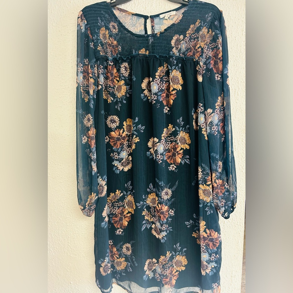 Maurices‎ navy floral long sleeves Midi Dress SZ Small